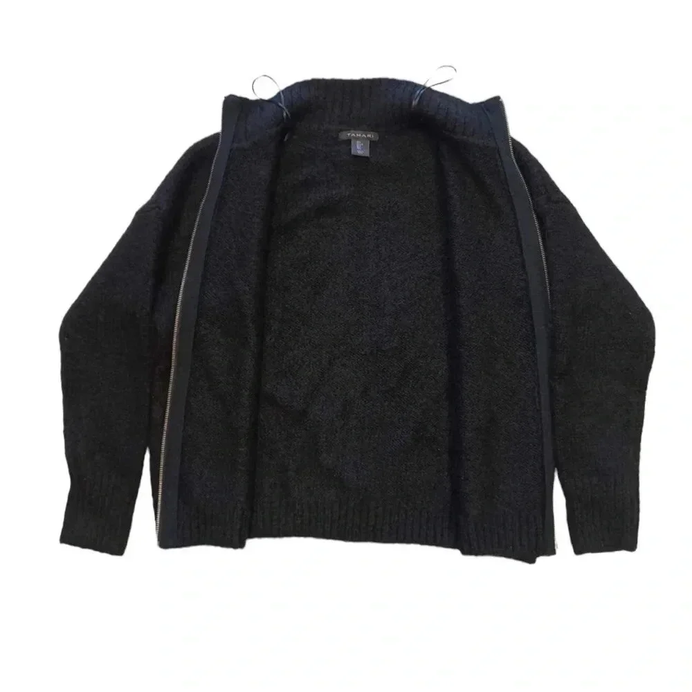 Tahari Black Zip  Up Sweater Size Large - Picture 5 of 8